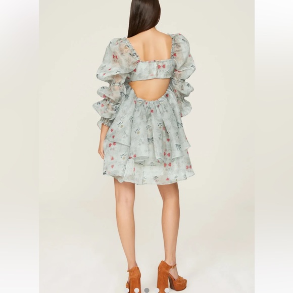 SELKIE The Moonlight Puff Dress In Love Letters Hearts Script Printed S - Picture 3 of 9